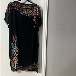 Johnny was Black Dress with Colorful Embroidery
